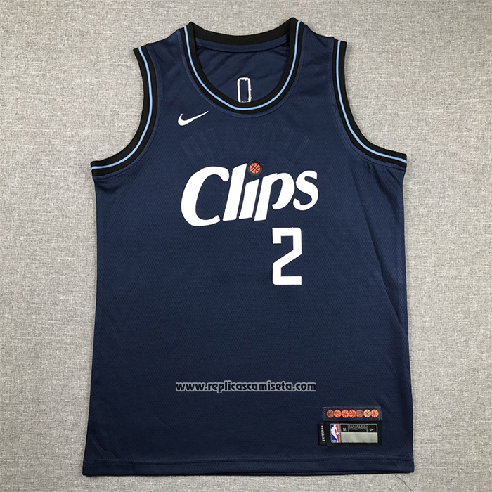 Camiseta Nino Los Angeles Clippers Kawhi Leonard #2 Ciudad 2023-24 Azul